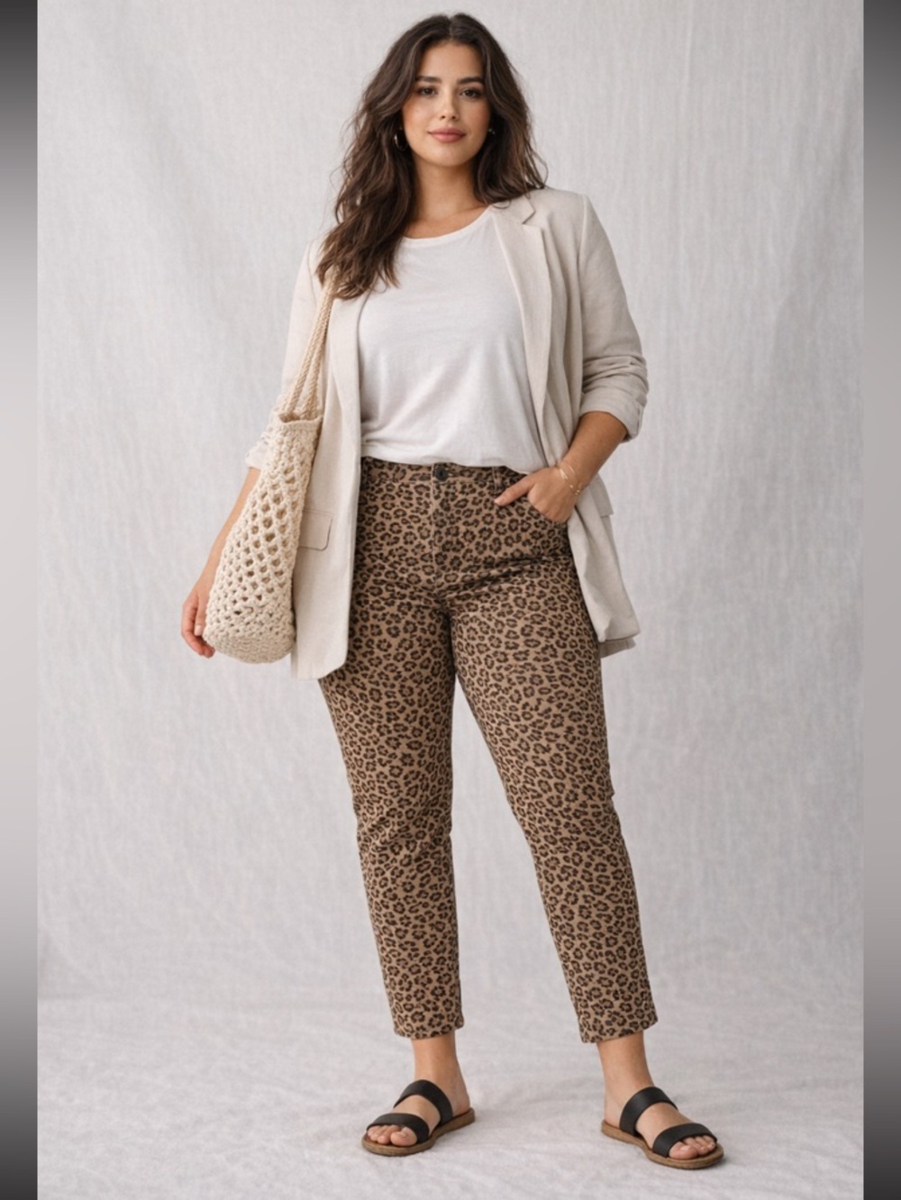 Old Navy Pixie Skinny Pants Womens Size 18 Leopard Print High Rise Stretch Ankle
